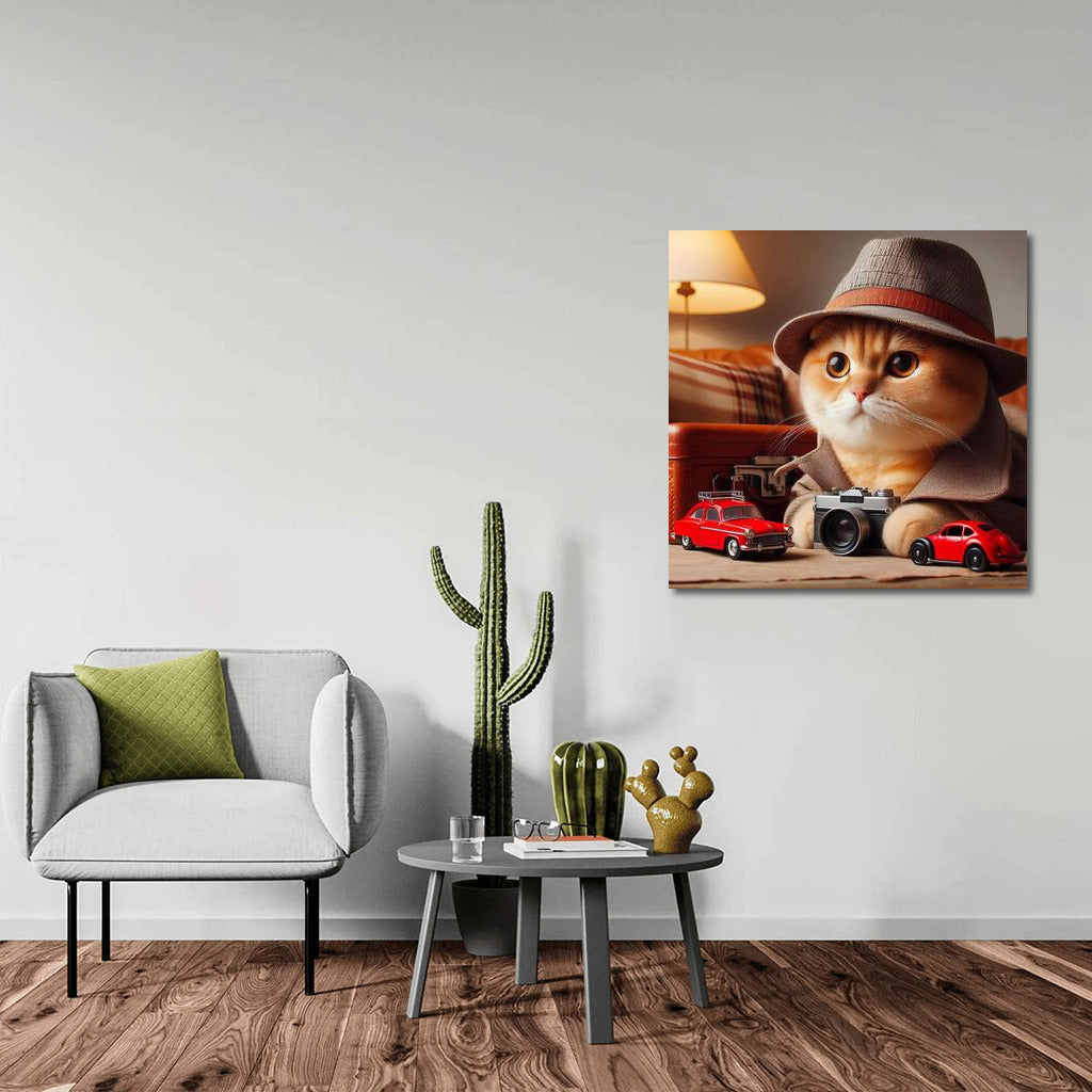 Scottish Fold Detective: Cat with a Camera and a Retro Car