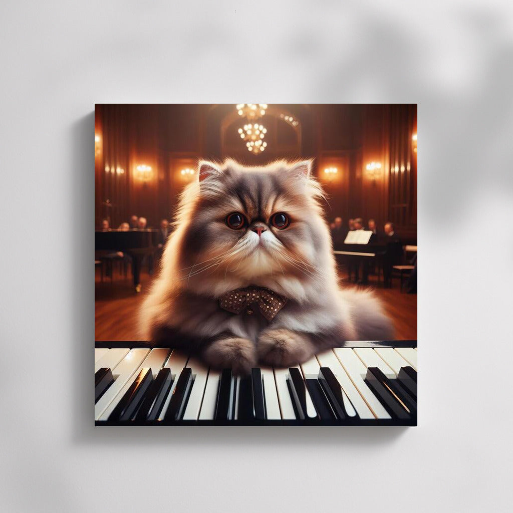Persian Cat Virtuoso: Musical Concert in the Hall