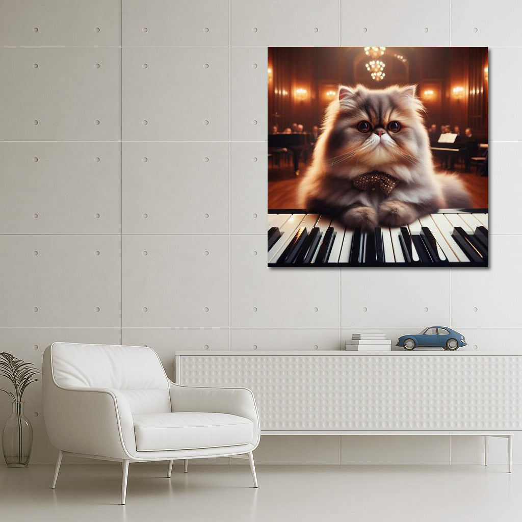 Persian Cat Virtuoso: Musical Concert in the Hall