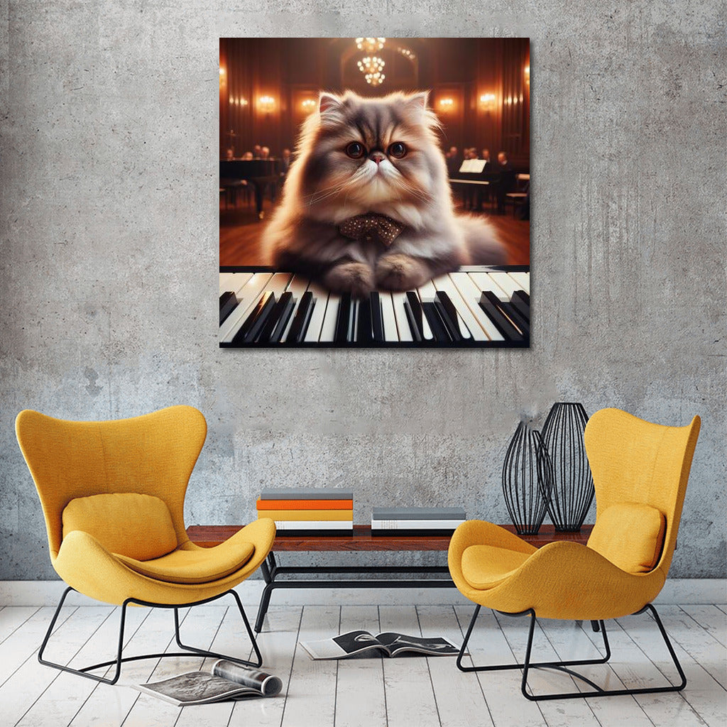 Persian Cat Virtuoso: Musical Concert in the Hall