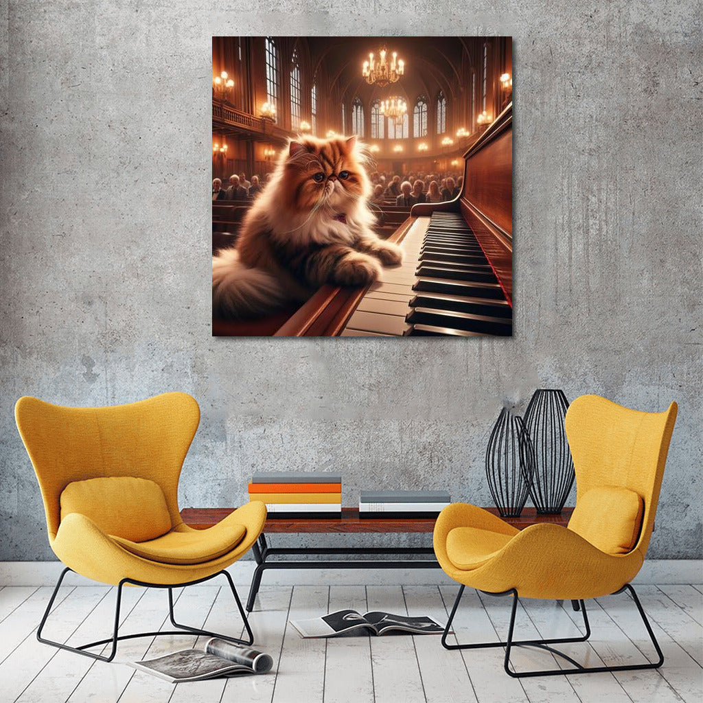 Persian Cat Concert: Music on the Piano