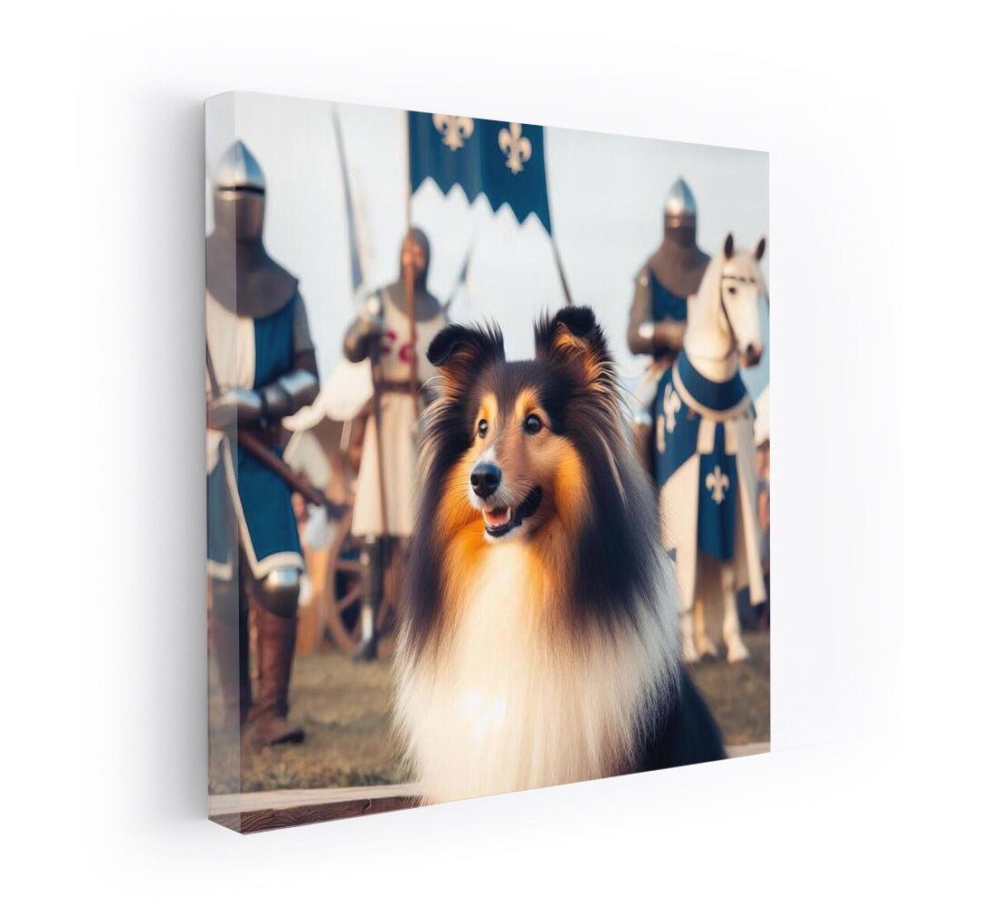 Knight Dog: Sheltie in Medieval Tournament