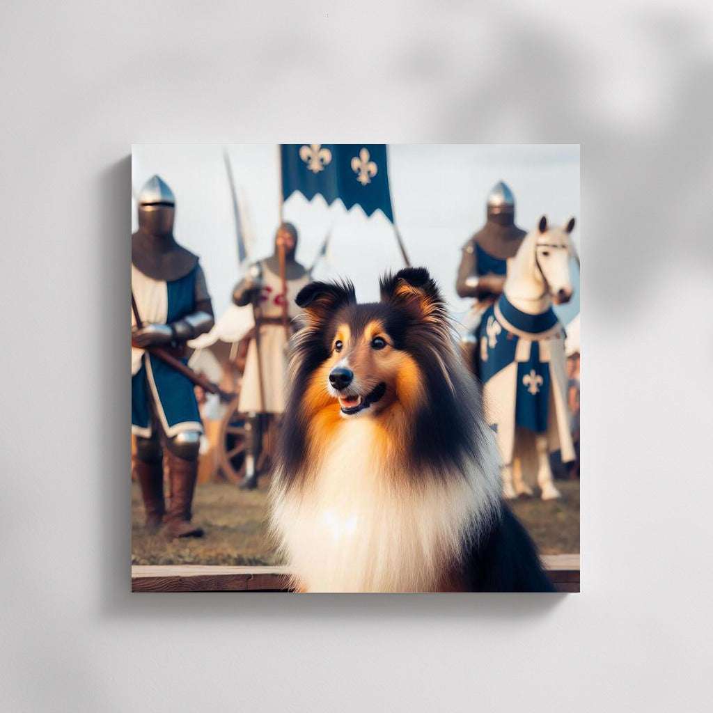 Knight Dog: Sheltie in Medieval Tournament