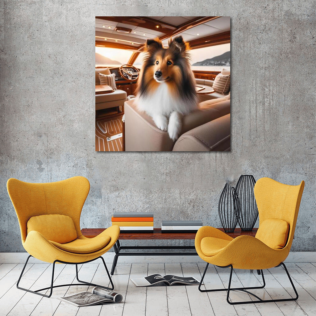 Sheltie on a Yacht: Luxurious Shetland Sheepdog on the Seas