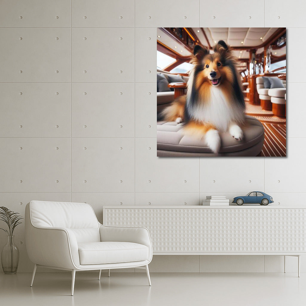 Sheltie on a Yacht: Elegant Relaxation on the Wave