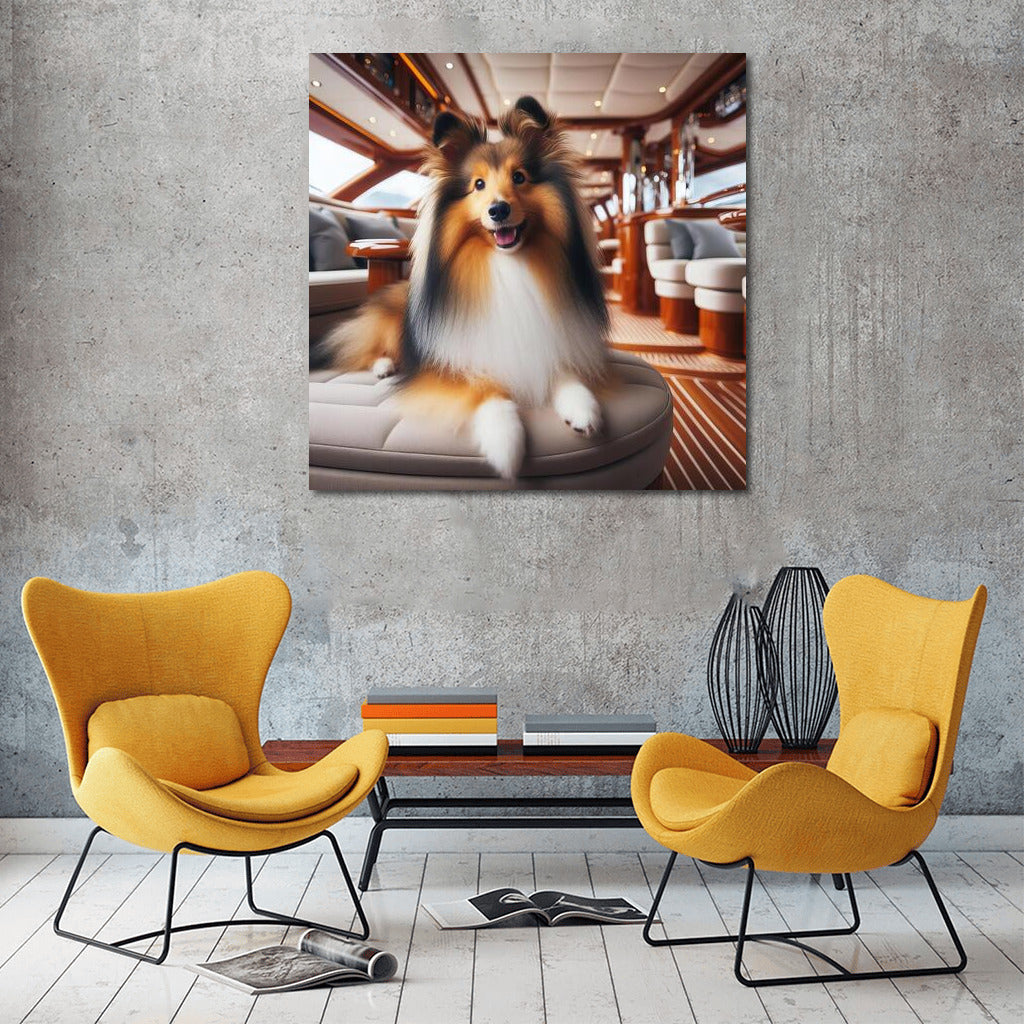Sheltie on a Yacht: Elegant Relaxation on the Wave