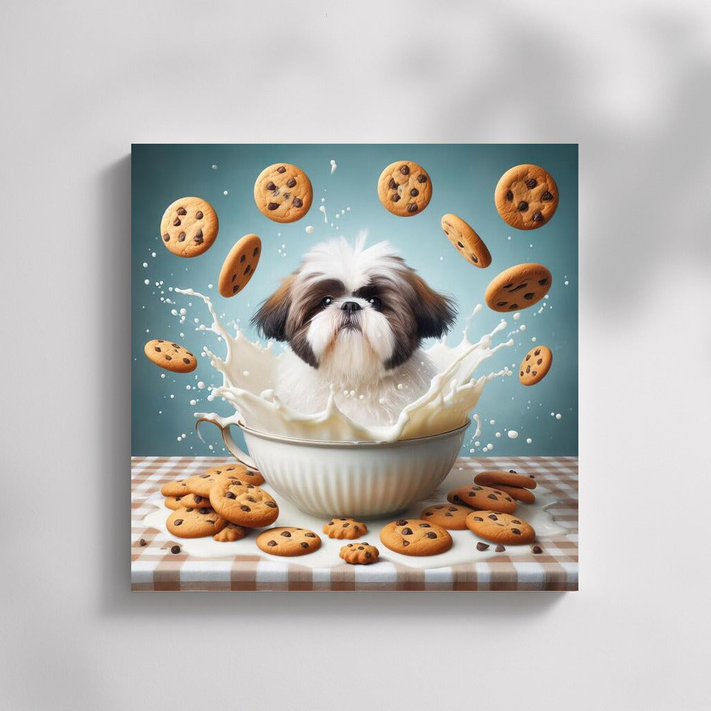 Shih Tzu in Milk Swirl with Cookies