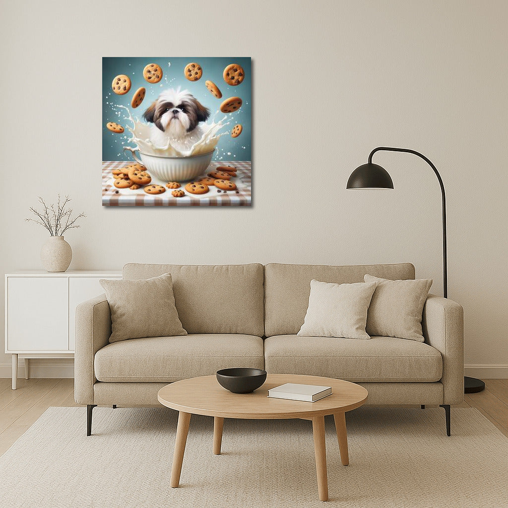 Shih Tzu in Milk Swirl with Cookies