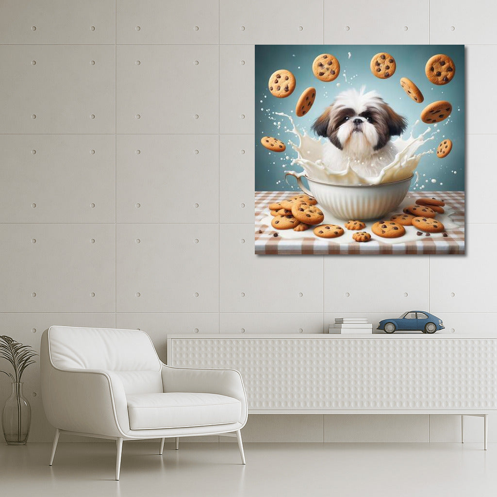 Shih Tzu in Milk Swirl with Cookies