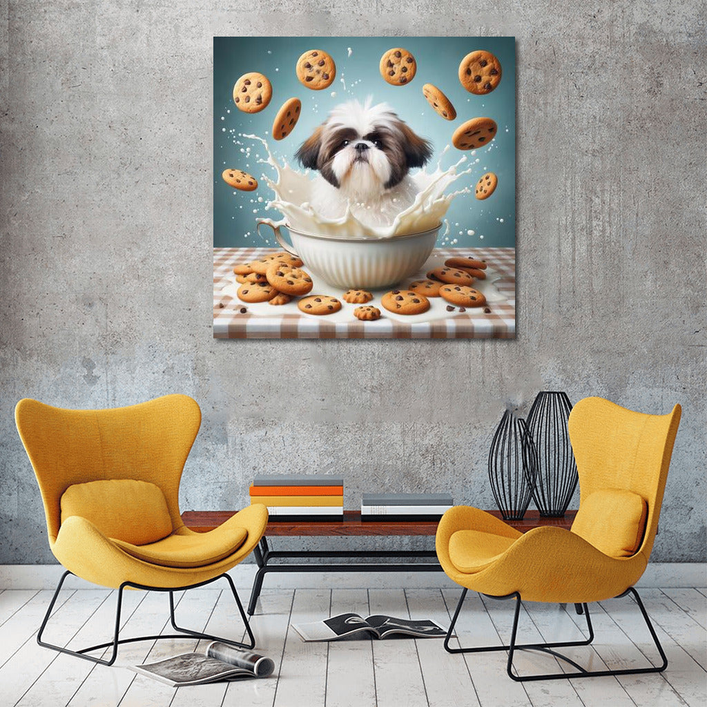 Shih Tzu in Milk Swirl with Cookies