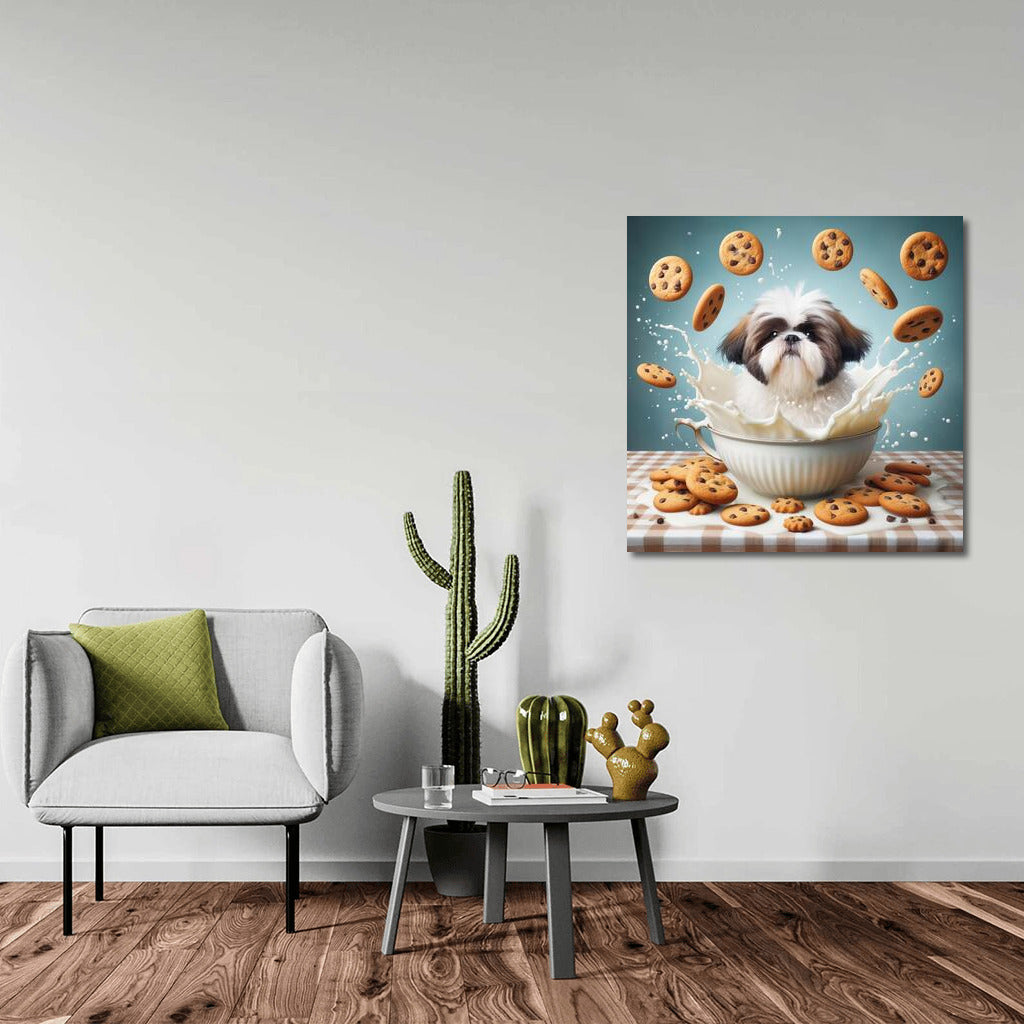 Shih Tzu in Milk Swirl with Cookies