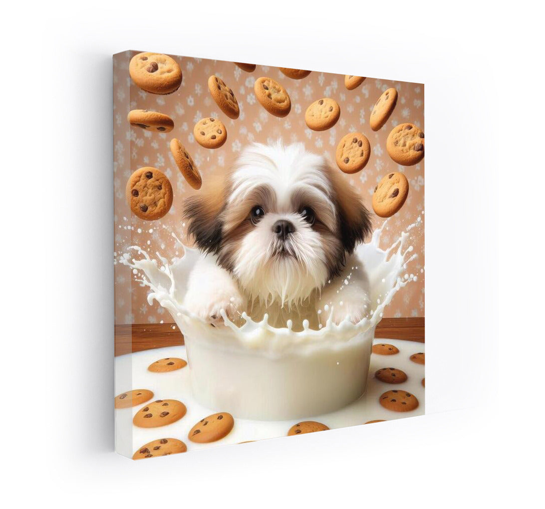 Shih Tzu in Milky Heaven with Flying Cookies