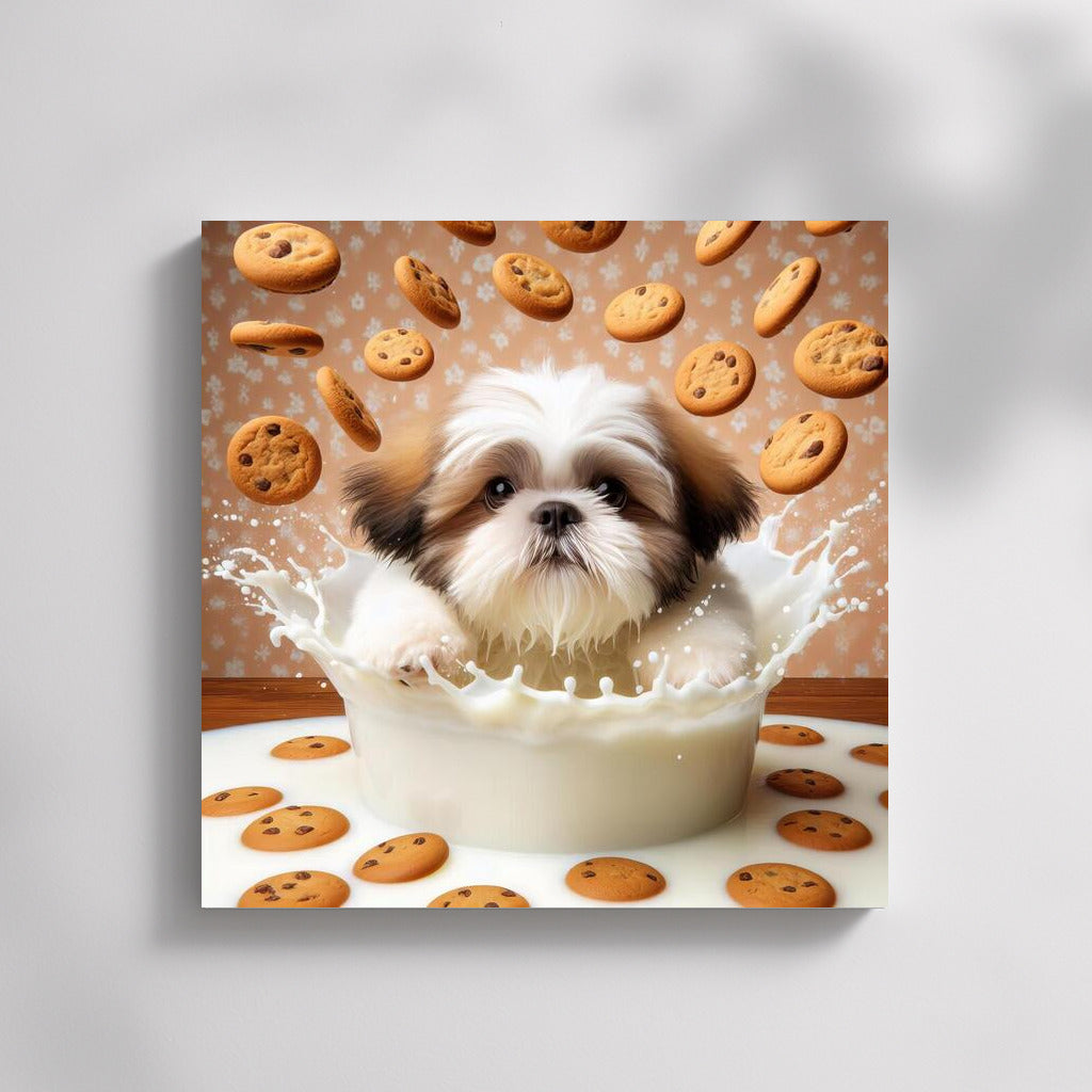 Shih Tzu in Milky Heaven with Flying Cookies