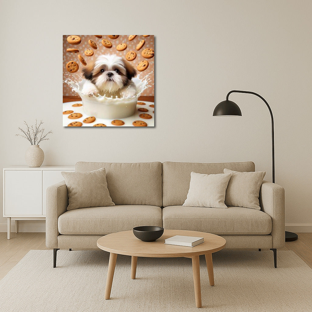 Shih Tzu in Milky Heaven with Flying Cookies