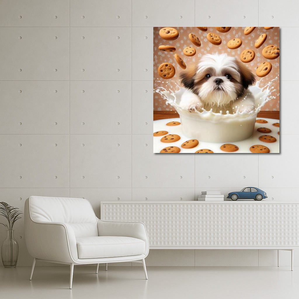 Shih Tzu in Milky Heaven with Flying Cookies