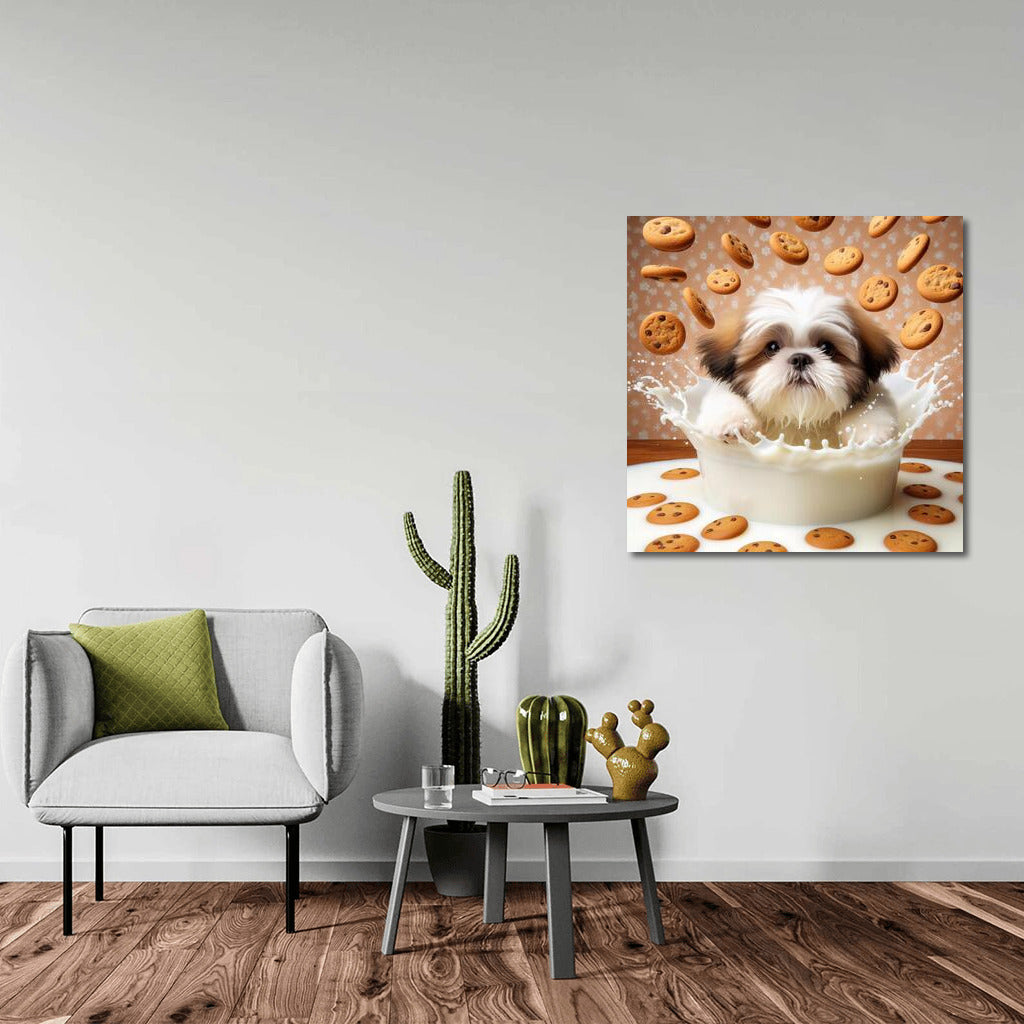 Shih Tzu in Milky Heaven with Flying Cookies
