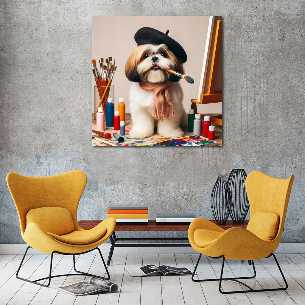 Creative Shih Tzu: Little Artist with a Brush