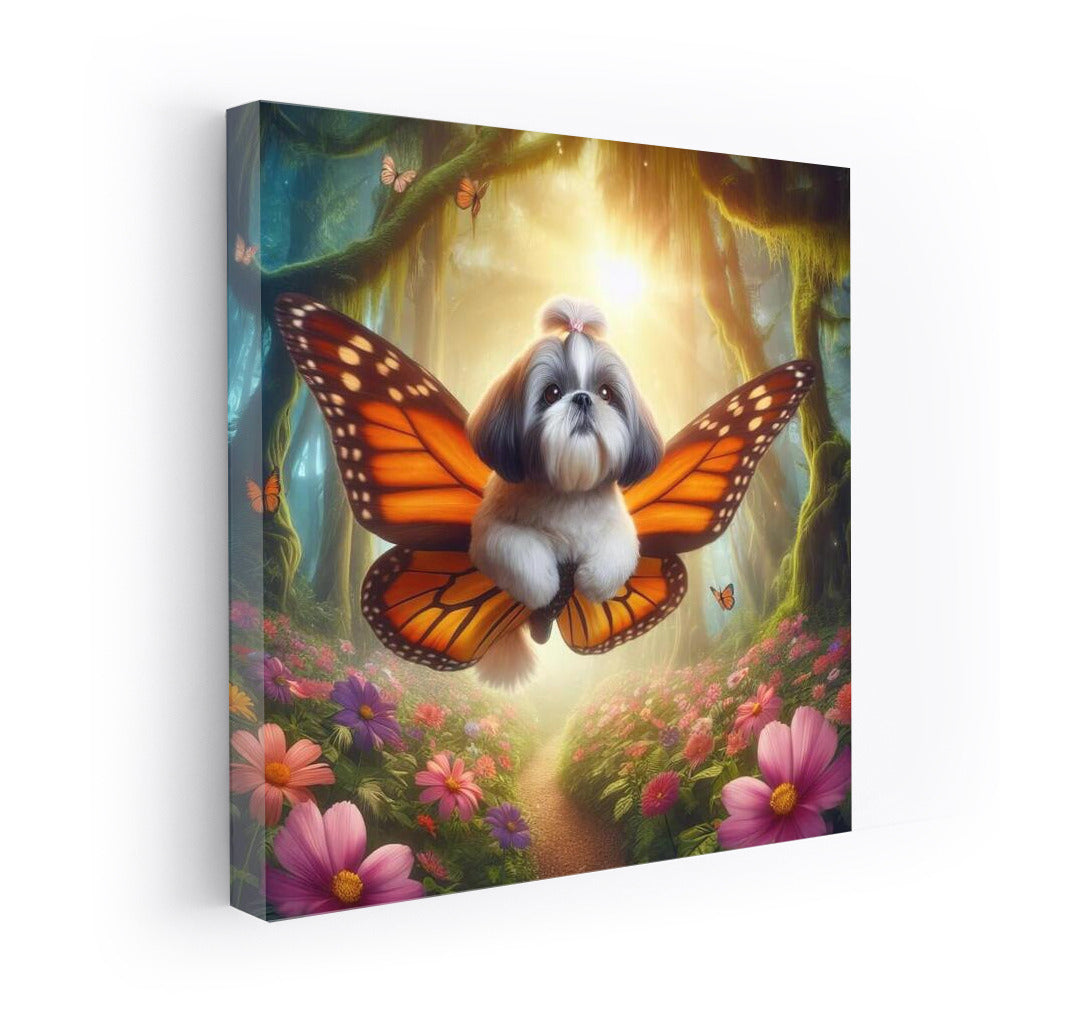 Flying Shih Tzu: A Magical Journey Among Giant Flowers