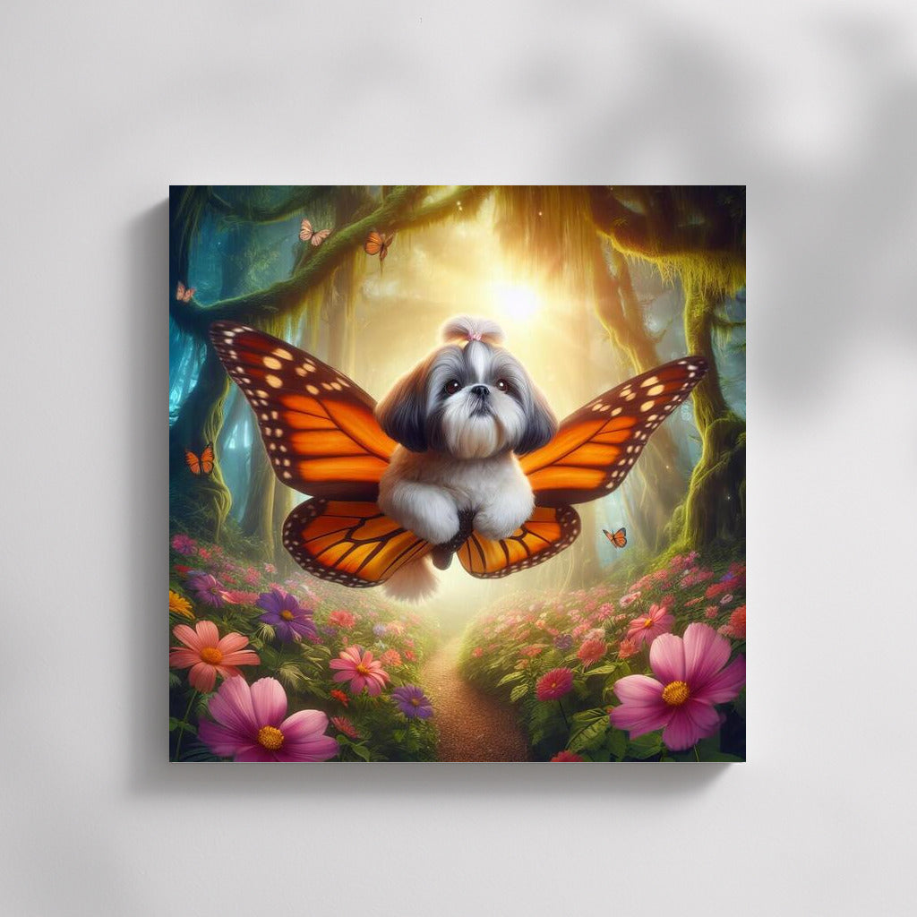 Flying Shih Tzu: A Magical Journey Among Giant Flowers