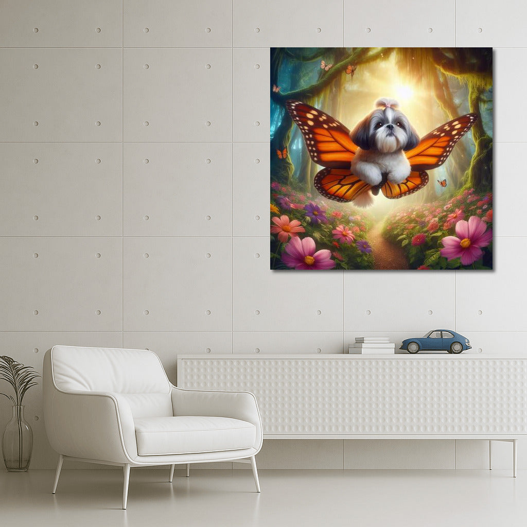 Flying Shih Tzu: A Magical Journey Among Giant Flowers