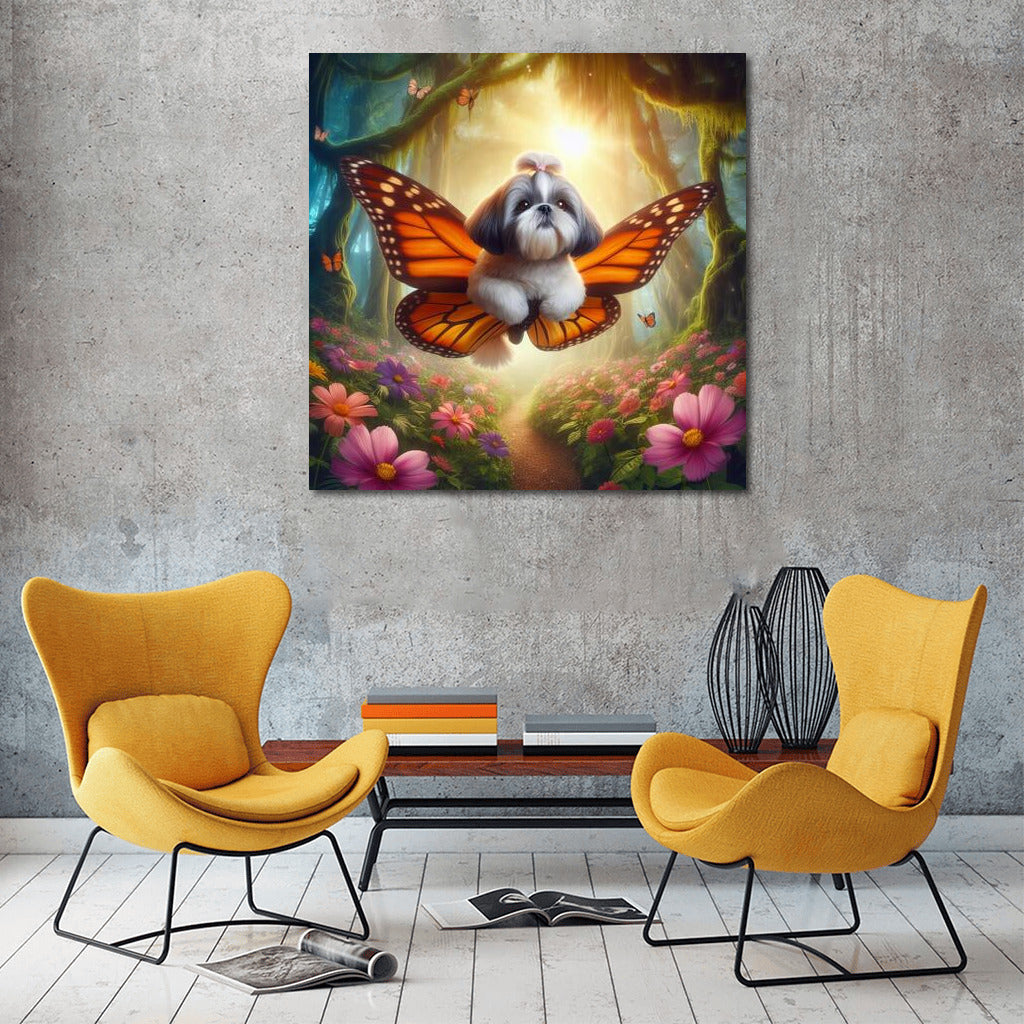Flying Shih Tzu: A Magical Journey Among Giant Flowers