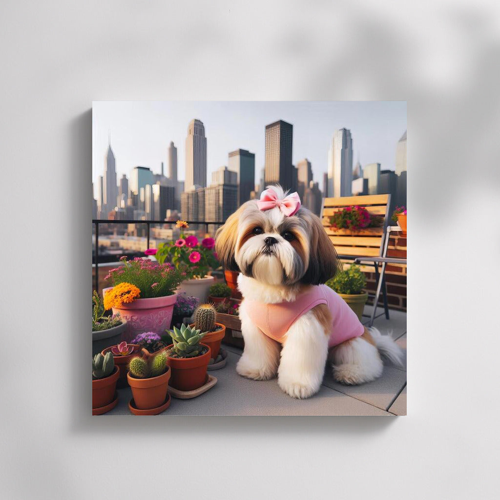 Shih Tzu on the roof of a metropolis: harmony of nature in the urban landscape