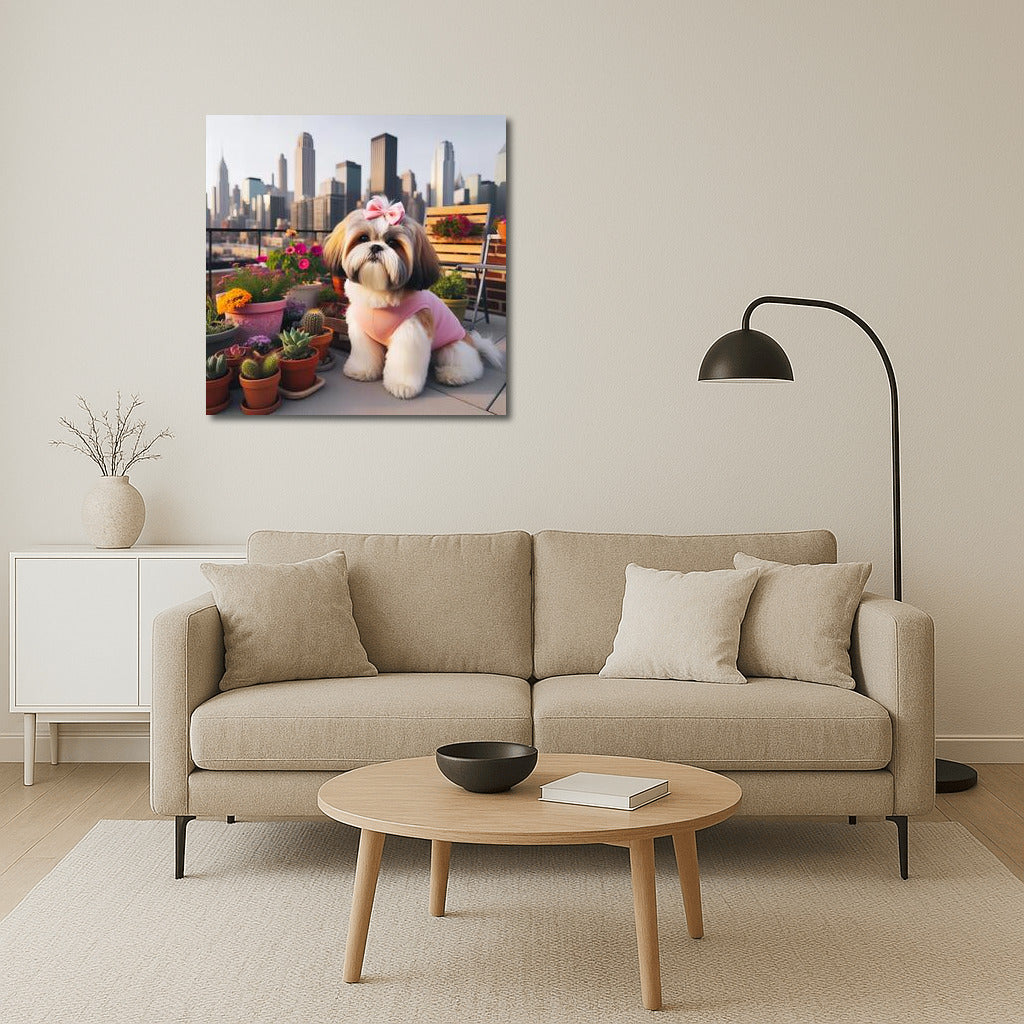 Shih Tzu on the roof of a metropolis: harmony of nature in the urban landscape