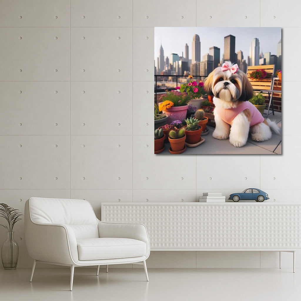 Shih Tzu on the roof of a metropolis: harmony of nature in the urban landscape