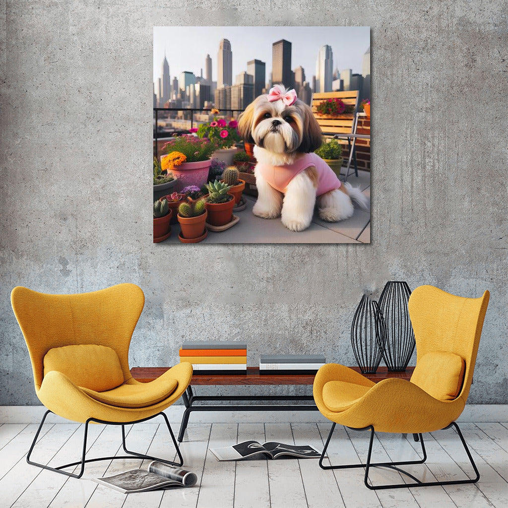 Shih Tzu on the roof of a metropolis: harmony of nature in the urban landscape