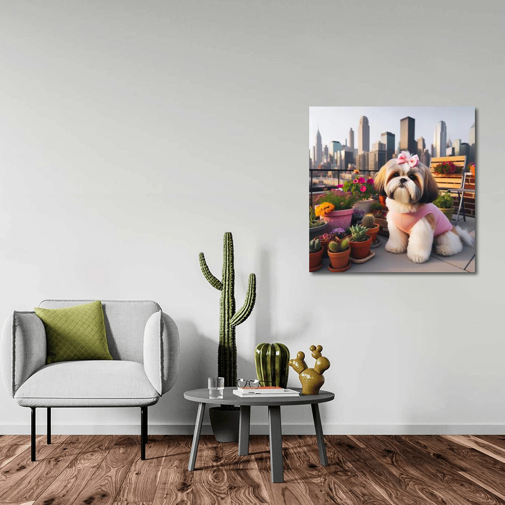 Shih Tzu on the roof of a metropolis: harmony of nature in the urban landscape