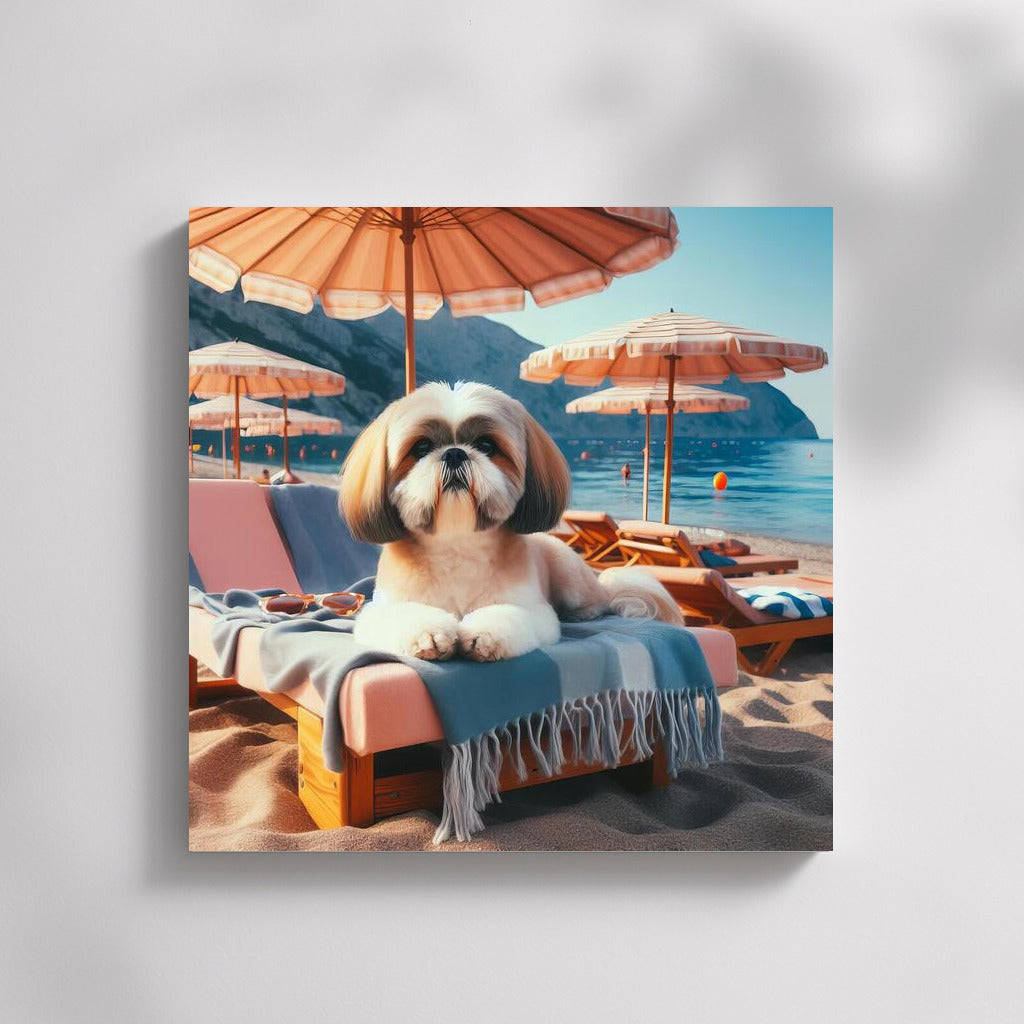 Shih Tzu on the Beach: Summer Vacation Under an Umbrella