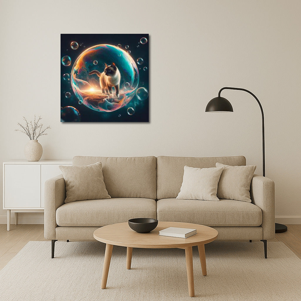 Siamese Cat in a Space Bubble: A Dreamer's Journey