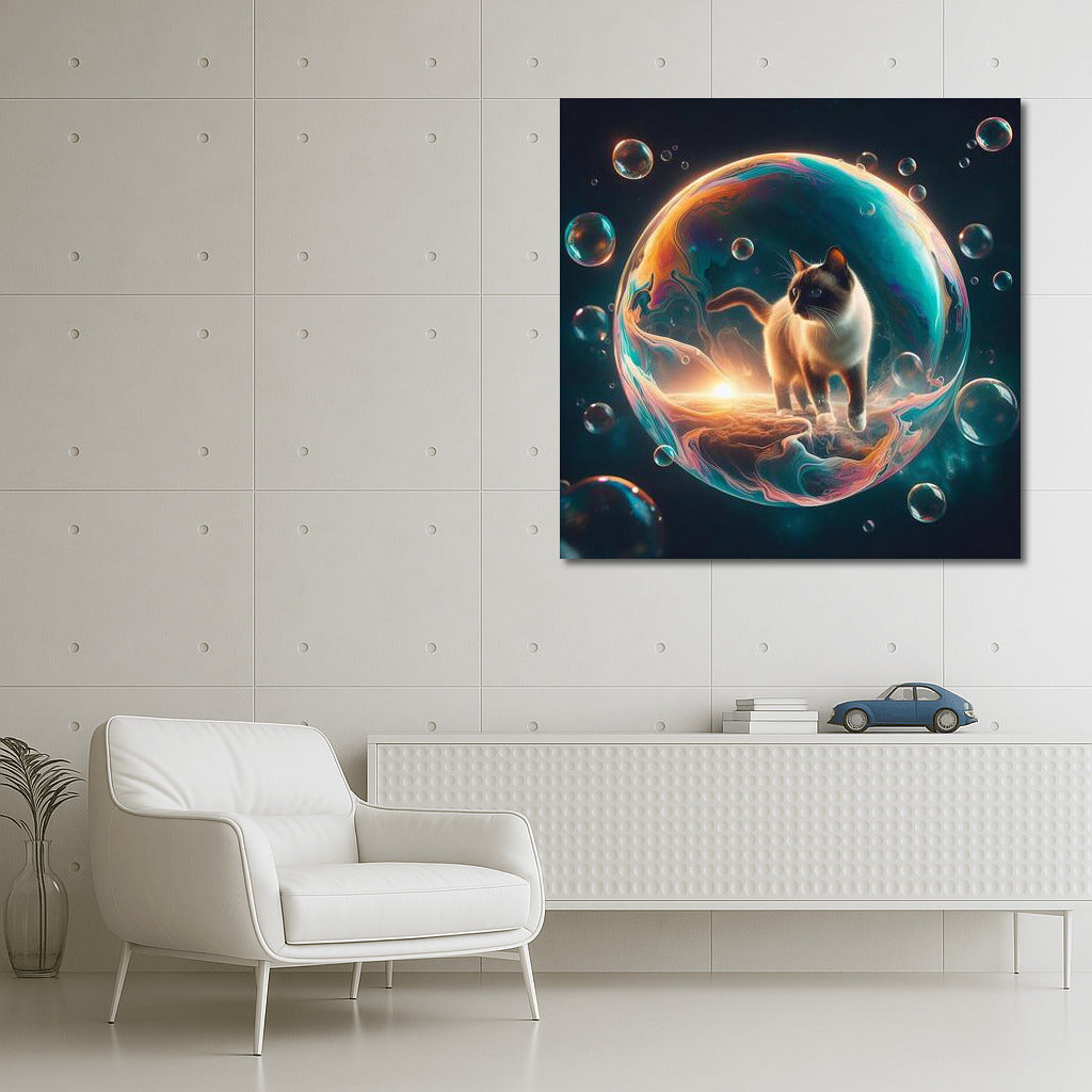 Siamese Cat in a Space Bubble: A Dreamer's Journey