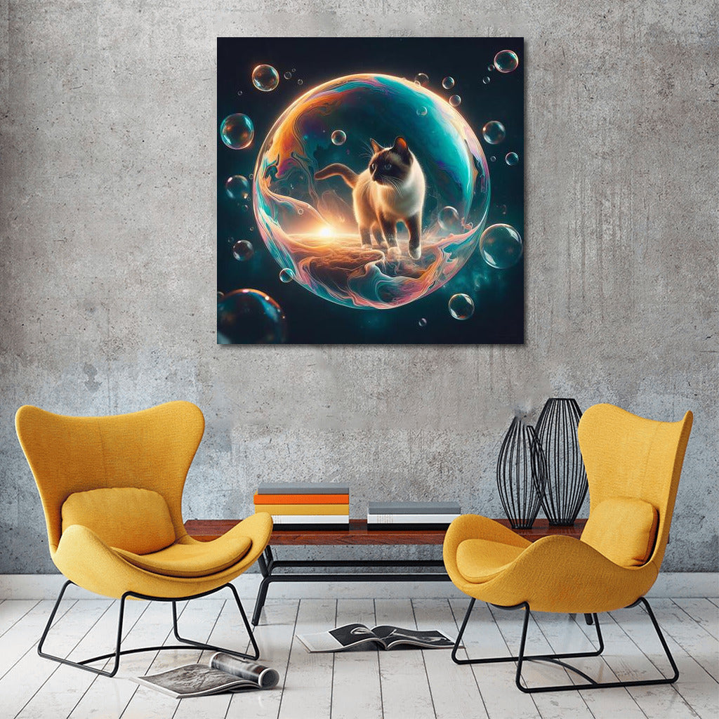 Siamese Cat in a Space Bubble: A Dreamer's Journey
