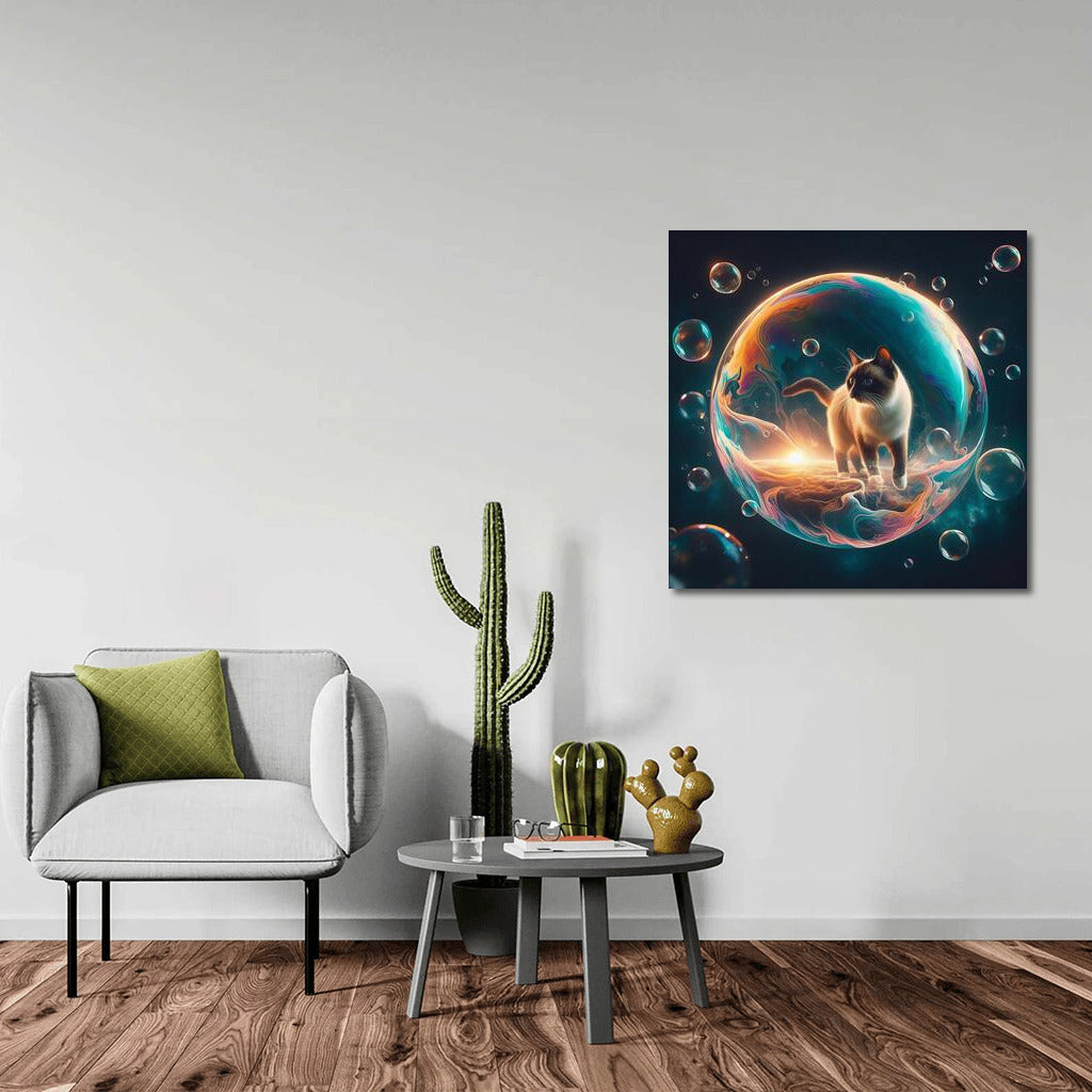 Siamese Cat in a Space Bubble: A Dreamer's Journey