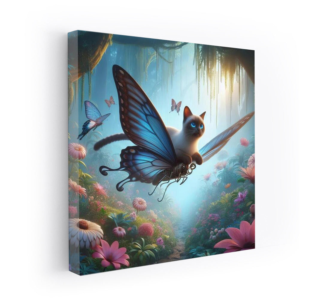 Siamese Cat on Butterfly Wings: Flight in the Magical Forest