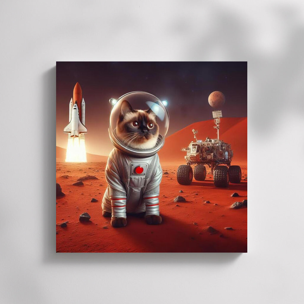 Siamese Cat on Mars: Space Adventure with a Rocket