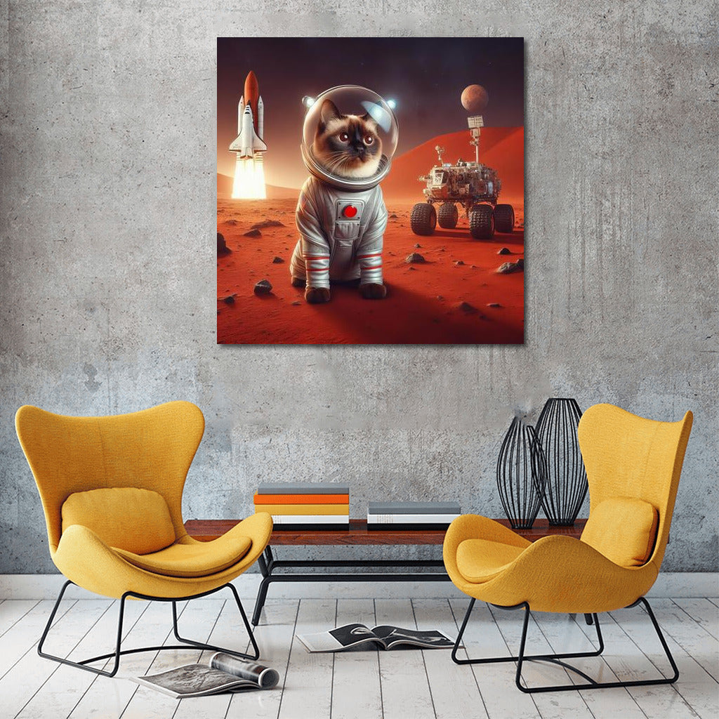 Siamese Cat on Mars: Space Adventure with a Rocket