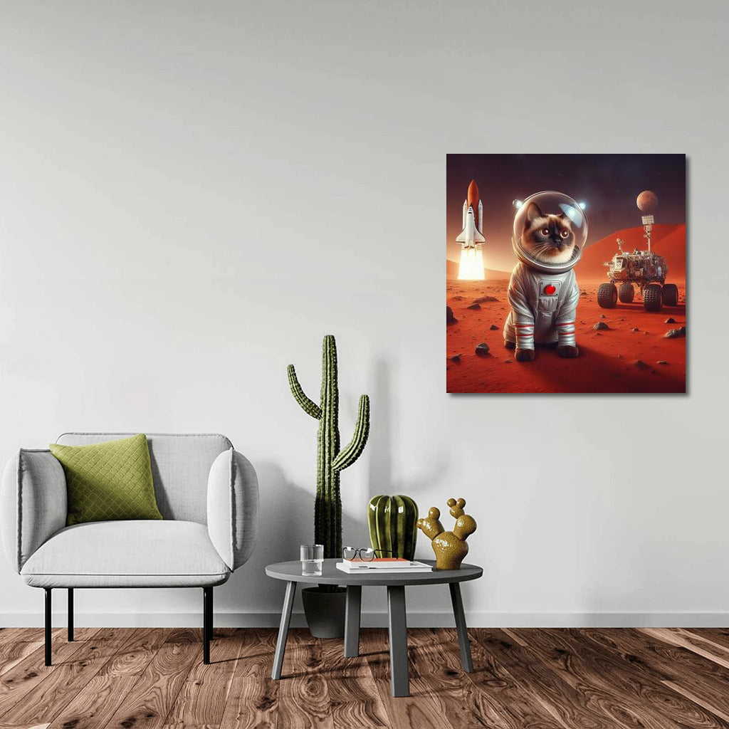 Siamese Cat on Mars: Space Adventure with a Rocket
