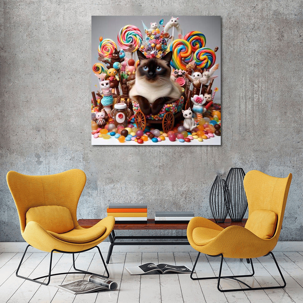 Siamese cat in chocolate sweet extravaganza