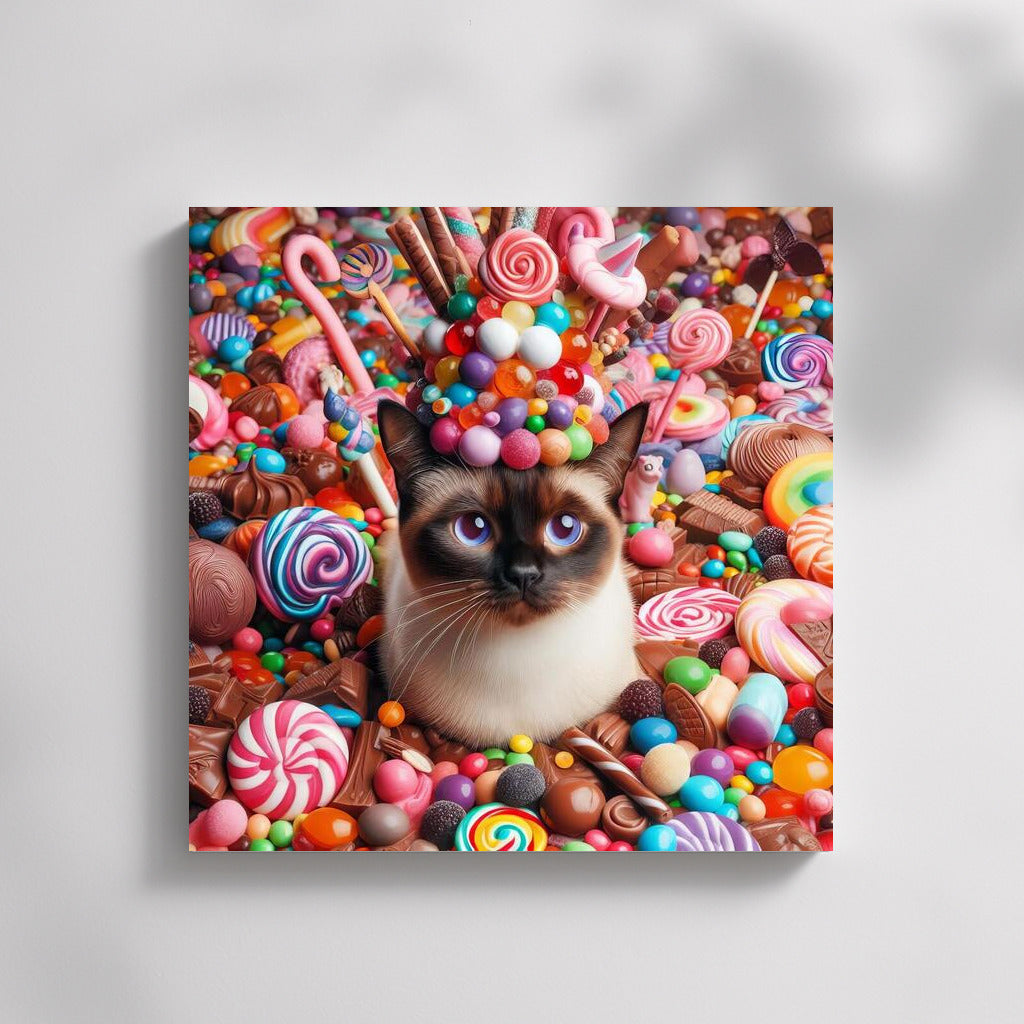 Siamese Cat in Chocolate Candy Extravaganza