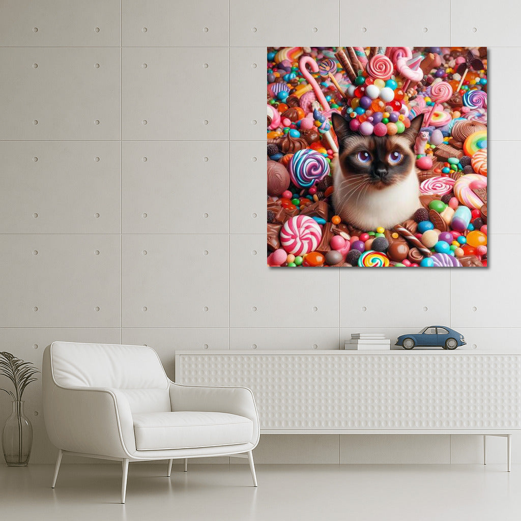 Siamese Cat in Chocolate Candy Extravaganza