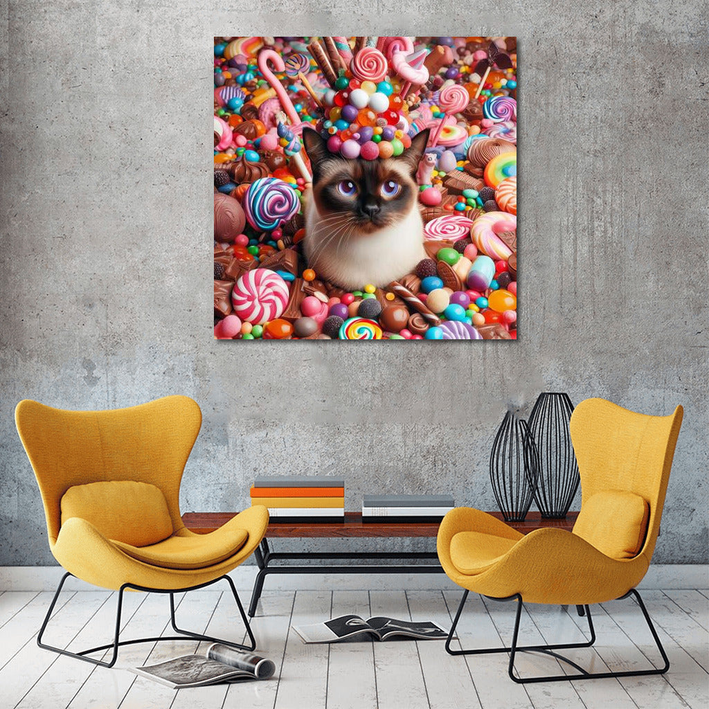 Siamese Cat in Chocolate Candy Extravaganza