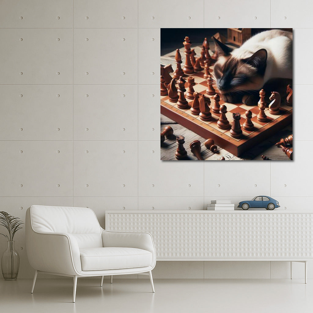Siamese Cat Chess Magic: Live Pieces in Battle