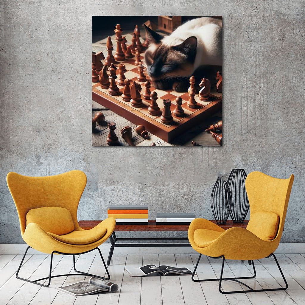 Siamese Cat Chess Magic: Live Pieces in Battle