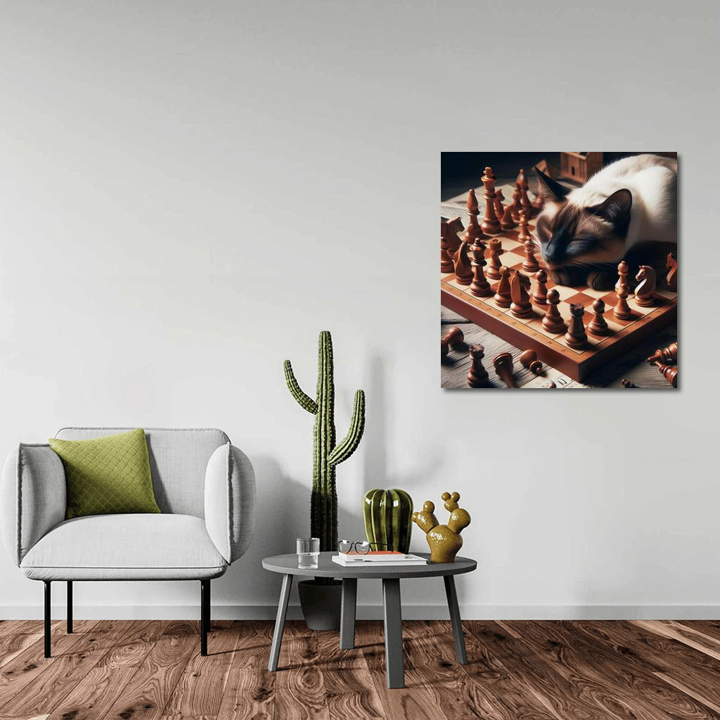 Siamese Cat Chess Magic: Live Pieces in Battle