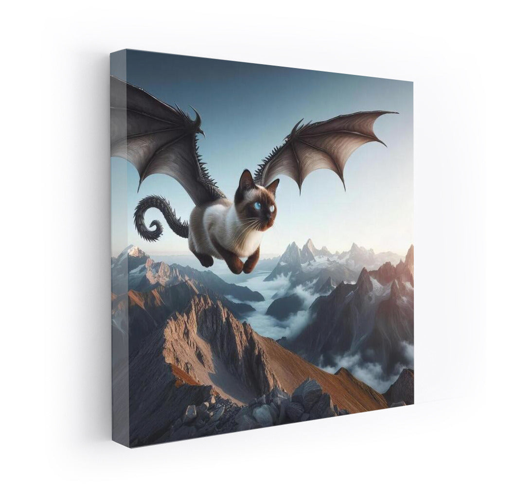 Siamese Cat's Dragon Flight Over the Mountains