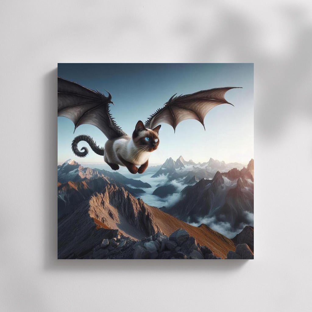 Siamese Cat's Dragon Flight Over the Mountains