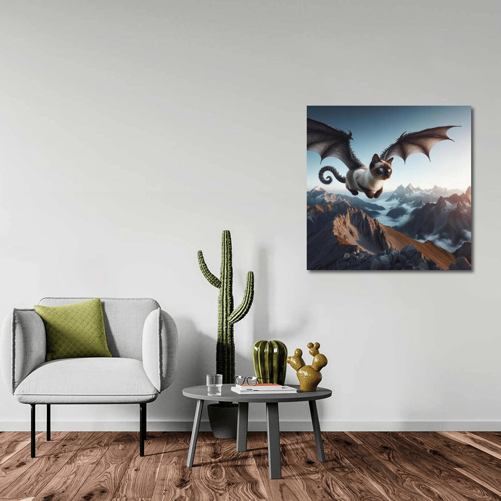 Siamese Cat's Dragon Flight Over the Mountains