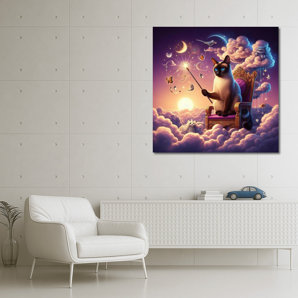 Siamese Cat Wizard on the Cloud Throne: Weather Control